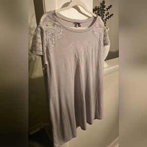 torrid Light Lavender Lace Shoulder Short Sleeve Top